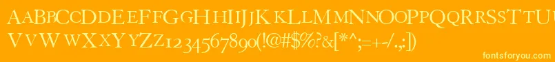 TiascoosscapssskRegular Font – Yellow Fonts on Orange Background