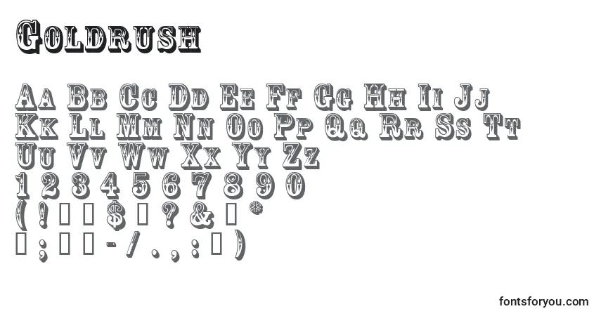 A fonte Goldrush – alfabeto, números, caracteres especiais