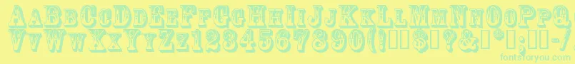 Goldrush Font – Green Fonts on Yellow Background