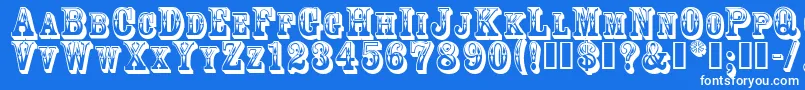 Goldrush Font – White Fonts on Blue Background