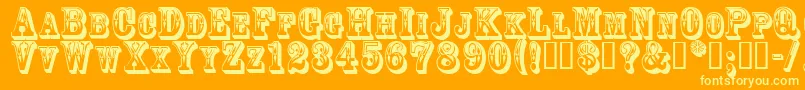 Goldrush-Schriftart – Gelbe Schriften auf orangefarbenem Hintergrund