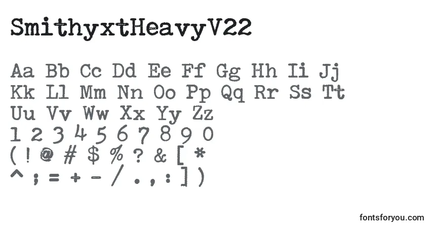 Czcionka SmithyxtHeavyV22 – alfabet, cyfry, specjalne znaki