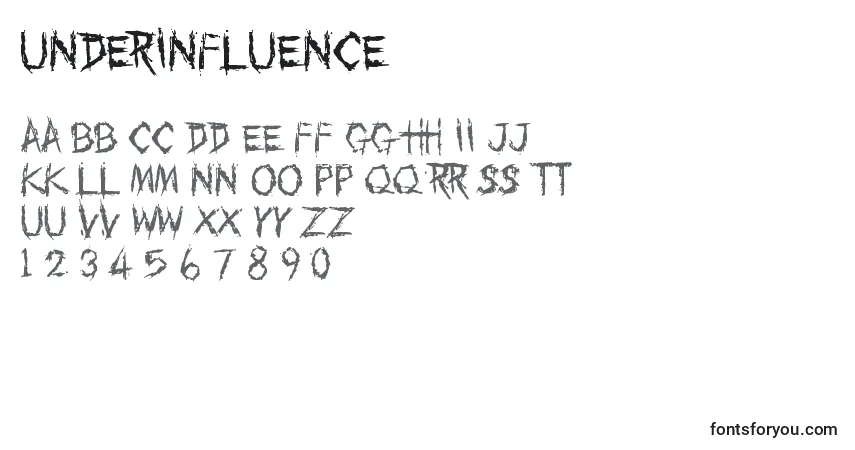 Fuente UnderInfluence - alfabeto, números, caracteres especiales