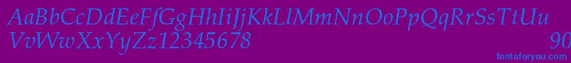 PalacioNormalItalic Font – Blue Fonts on Purple Background