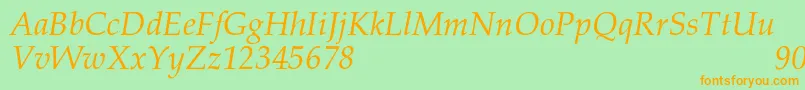 PalacioNormalItalic Font – Orange Fonts on Green Background