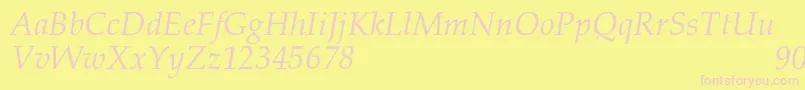 PalacioNormalItalic Font – Pink Fonts on Yellow Background