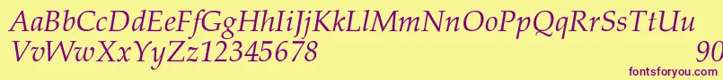 PalacioNormalItalic Font – Purple Fonts on Yellow Background