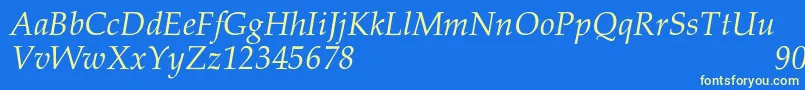 PalacioNormalItalic Font – Yellow Fonts on Blue Background