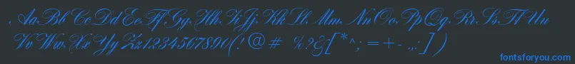 HogarthScript-Schriftart – Blaue Schriften auf schwarzem Hintergrund