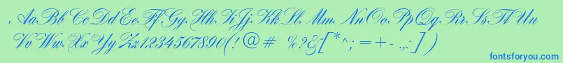 フォントHogarthScript – 青い文字は緑の背景です。