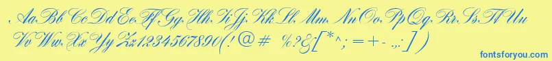 HogarthScript Font – Blue Fonts on Yellow Background