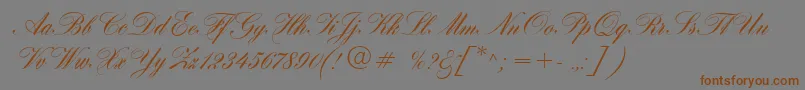 フォントHogarthScript – 茶色の文字が灰色の背景にあります。