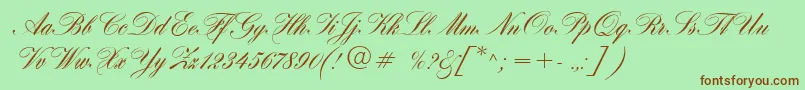 HogarthScript-Schriftart – Braune Schriften auf grünem Hintergrund