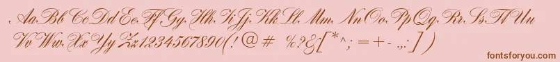 Fonte HogarthScript – fontes marrons em um fundo rosa