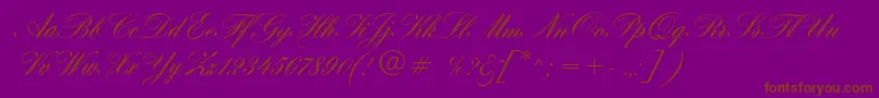 HogarthScript-fontti – ruskeat fontit violetilla taustalla