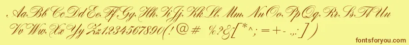 Fonte HogarthScript – fontes marrons em um fundo amarelo