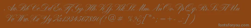 HogarthScript-Schriftart – Graue Schriften auf braunem Hintergrund