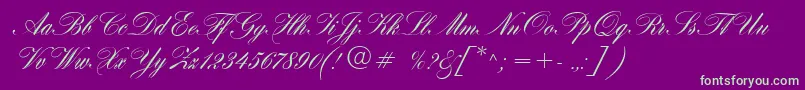 HogarthScript-Schriftart – Grüne Schriften auf violettem Hintergrund