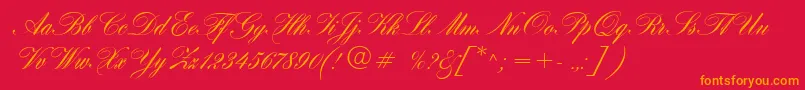 フォントHogarthScript – 赤い背景にオレンジの文字