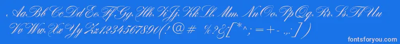 HogarthScript-Schriftart – Rosa Schriften auf blauem Hintergrund