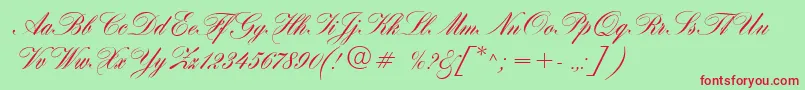 HogarthScript-fontti – punaiset fontit vihreällä taustalla