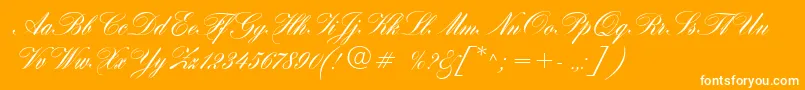 HogarthScript-Schriftart – Weiße Schriften auf orangefarbenem Hintergrund