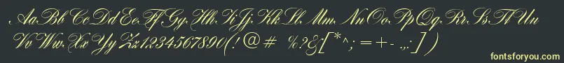 フォントHogarthScript – 黒い背景に黄色の文字