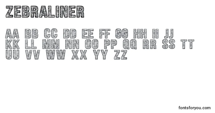 Zebraliner-fontti – aakkoset, numerot, erikoismerkit
