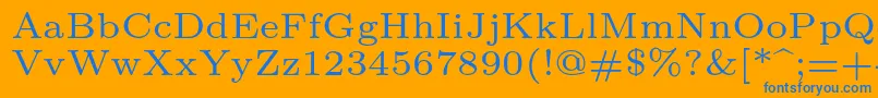 Lmroman6Regular-Schriftart – Blaue Schriften auf orangefarbenem Hintergrund