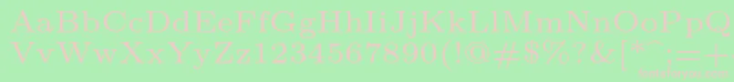 Lmroman6Regular-fontti – vaaleanpunaiset fontit vihreällä taustalla