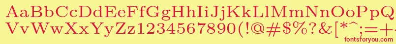 フォントLmroman6Regular – 赤い文字の黄色い背景