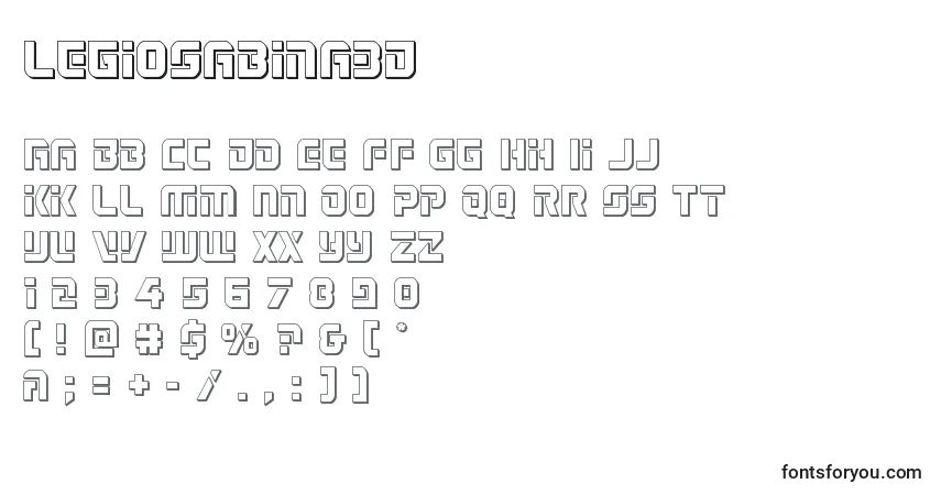 Czcionka Legiosabina3D – alfabet, cyfry, specjalne znaki