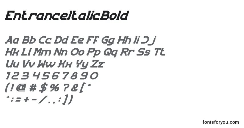 Schriftart EntranceItalicBold – Alphabet, Zahlen, spezielle Symbole
