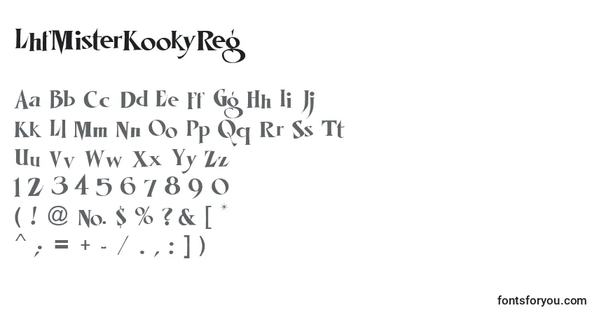 Czcionka LhfMisterKookyReg – alfabet, cyfry, specjalne znaki