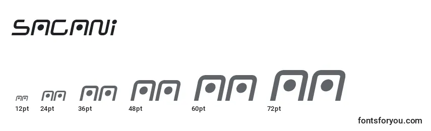 Размеры шрифта Sagani