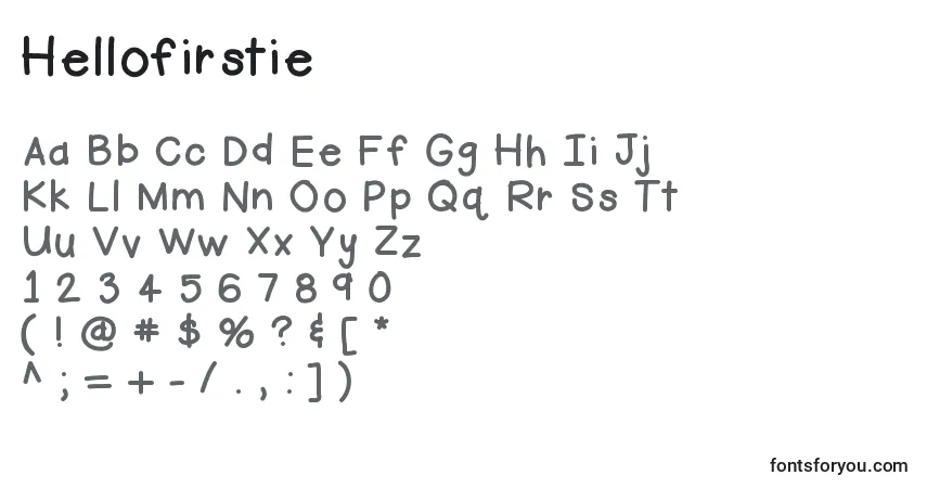 A fonte Hellofirstie – alfabeto, números, caracteres especiais