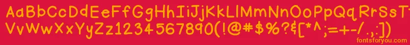 フォントHellofirstie – 赤い背景にオレンジの文字