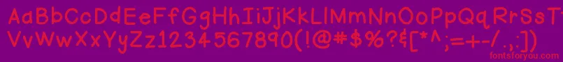 Czcionka Hellofirstie – czerwone czcionki na fioletowym tle