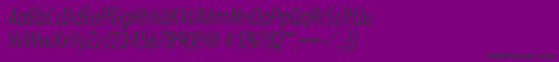 LimerickcdserialLightItalic-Schriftart – Schwarze Schriften auf violettem Hintergrund