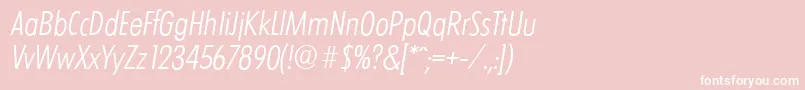Fonte LimerickcdserialLightItalic – fontes brancas em um fundo rosa