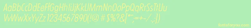 Шрифт LimerickcdserialLightItalic – жёлтые шрифты на зелёном фоне