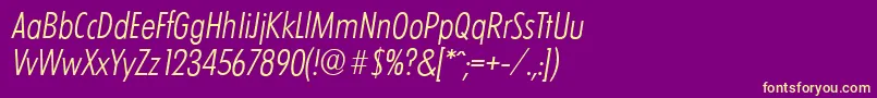 フォントLimerickcdserialLightItalic – 紫の背景に黄色のフォント