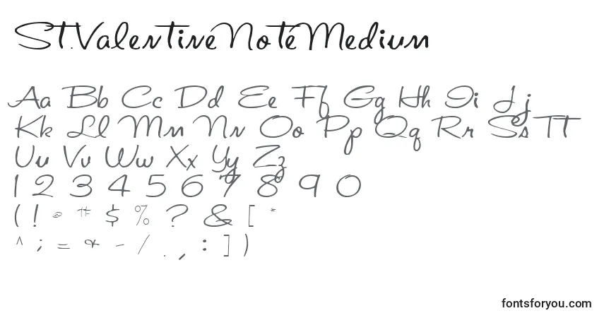 Schriftart St.ValentineNoteMedium – Alphabet, Zahlen, spezielle Symbole