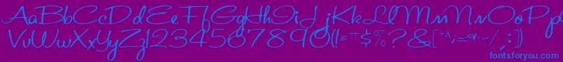 St.ValentineNoteMedium Font – Blue Fonts on Purple Background