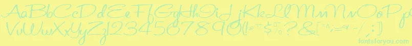 St.ValentineNoteMedium Font – Green Fonts on Yellow Background