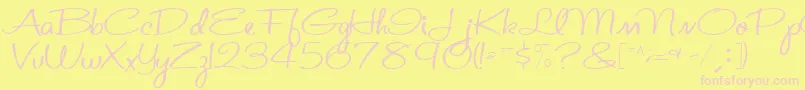 St.ValentineNoteMedium-Schriftart – Rosa Schriften auf gelbem Hintergrund
