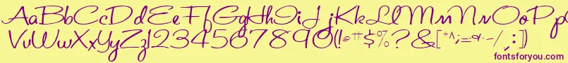 St.ValentineNoteMedium Font – Purple Fonts on Yellow Background