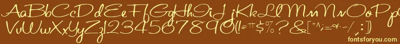 St.ValentineNoteMedium-fontti – keltaiset fontit ruskealla taustalla