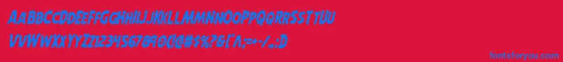 Horroweencondital-Schriftart – Blaue Schriften auf rotem Hintergrund