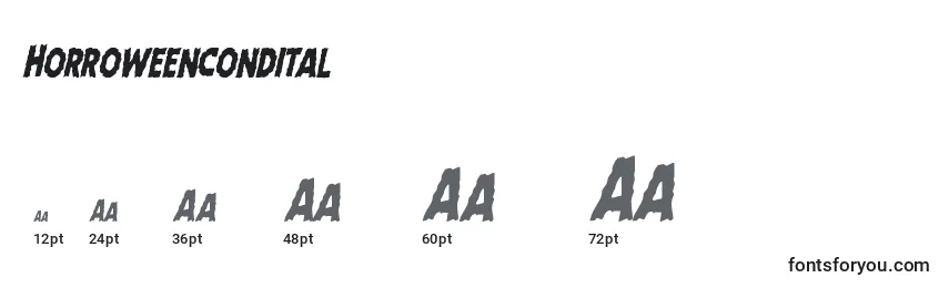 Horroweencondital Font Sizes
